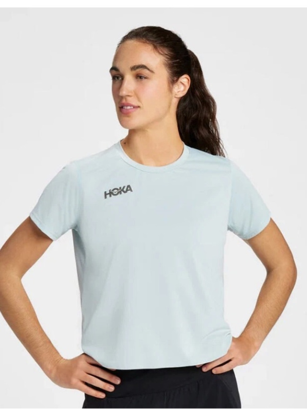 Hoka Women's Pale Blue Crewneck Performance Tee XS